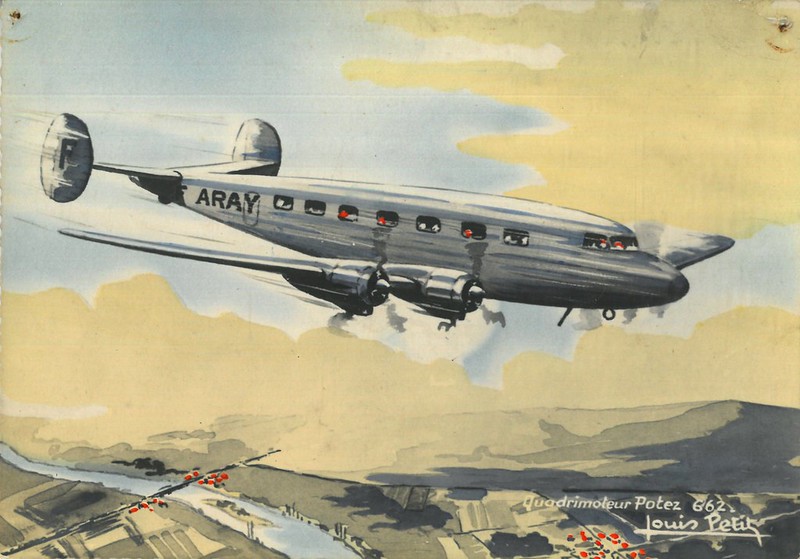 Photo-based four-colored Process printed Postcard of F-ARAY by Louis PETIT
