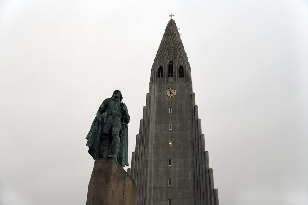 Leifur Eiríksson and Hallgrímskirkja (church of Hallgrímur) in Reykjavik, Iceland  -  (Selected for FLICKR EXPLORE)