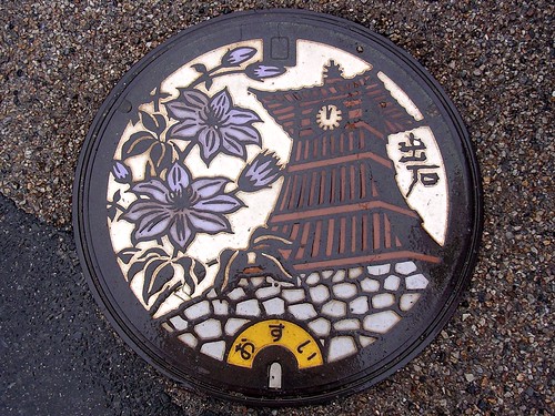 manhole izushi hyogo japan color flower architecture
