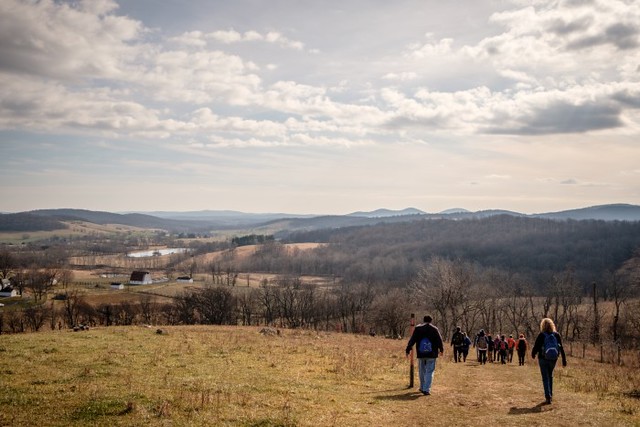 As you gaze over the Piedmont Overlook, contemplate how this view might have inspired the name “Skye Farm,” from which Sky Meadows State Park derives its name.
