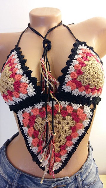 Triangle custom crochet crop top
