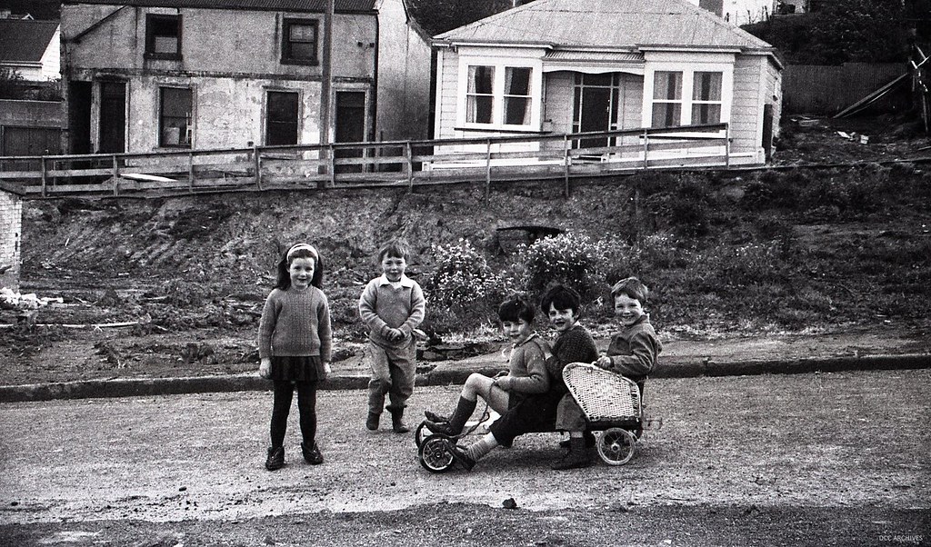Children playing in Perth Avenue (houses in back are Palmyra Street) 1970