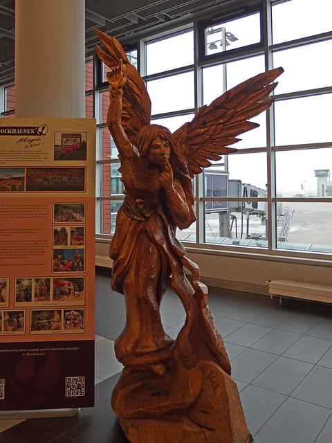 Carved Wood Angel from Crib Scene, Dresden Airport, 13th December 2018