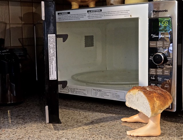 The Day a Half Loaf of Leftover Bread Walked Out of Our Freezer and Over to the Microwave to Thaw Himself/Herself Out