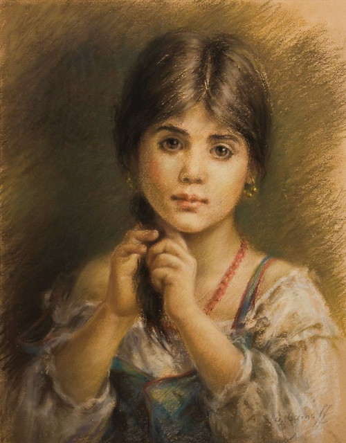 Alexei Harlamoff «Girl with a red necklace»