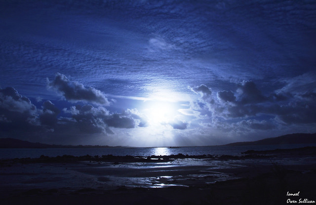 Blue moon sky galicia night