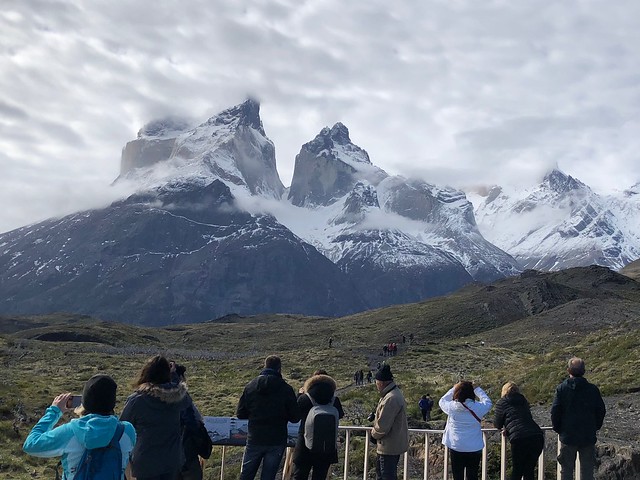 Chile (Torres del Paine National Parque) Breathtaking view of Los Cuernos(horns) of Paine massif granite mountains