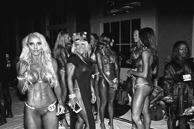 Backstage at the physique competition
