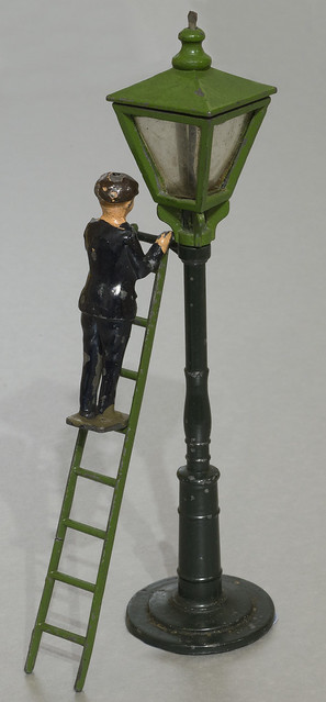Johillco (John Hill & Co.) Street Gas Lamp, Cleaner and Ladder c1900