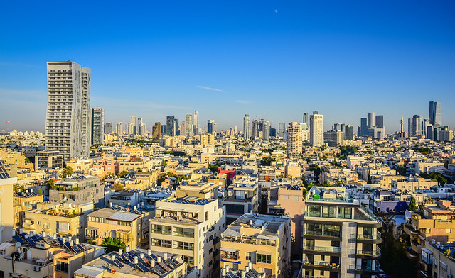 Tel Aviv city skyline viewed from the Carlton Hotel Tel Aviv Israel