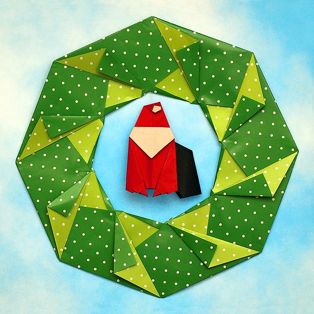 Origami Babbo Natale con ghirlanda (Luigi Leonardi)