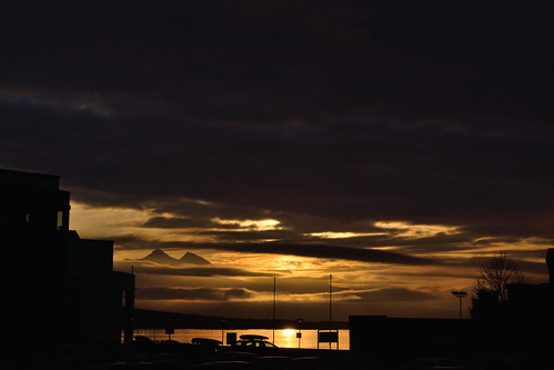 parkinglot sunset molde norway colours sky dark somber gloomy water fjord mountain