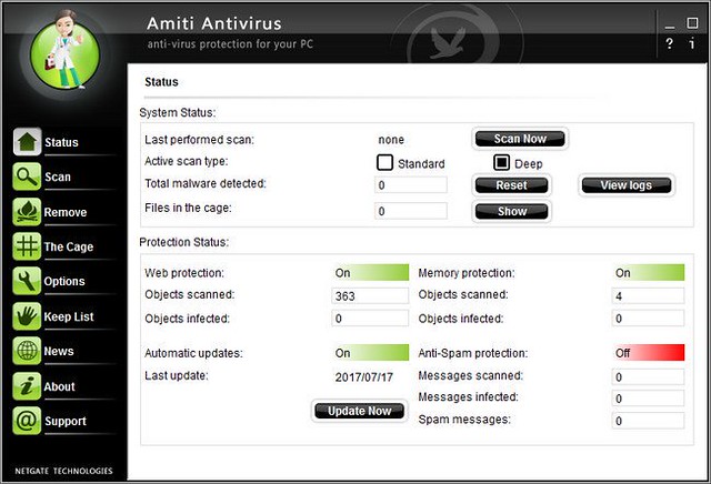 NetGate Amiti Antivirus 2018 25.0.330 Multilingual Free Download