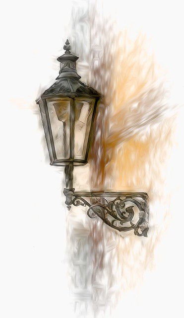 A lamp in an alley in Prague