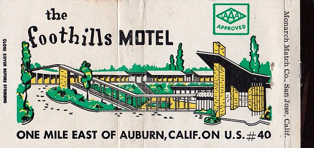 Vintage Matchbook Cover - Foothills Motel - Auburn, Calif.