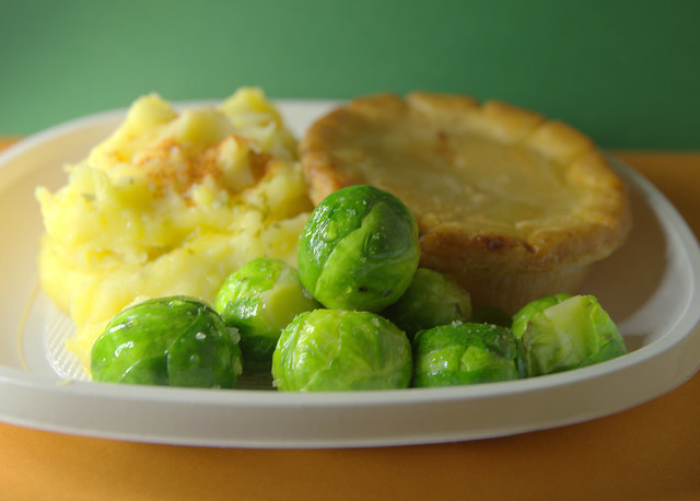 Cheese Pie with Mash and Sprouts