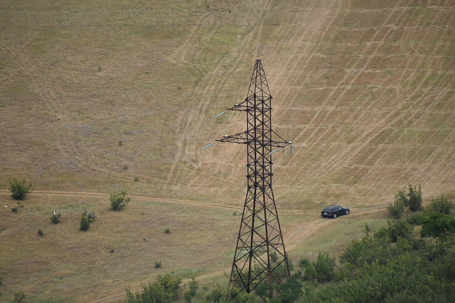pylon and car