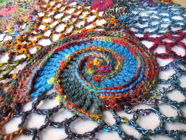 close up of 'Safe Passage', a freeform crochet artwork by Prudence Mapstone