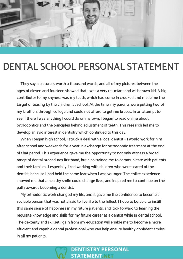 dentistry personal statement usa