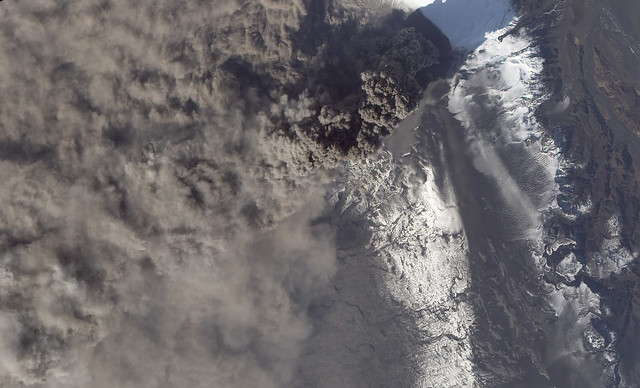 View of Ash Plume at Eyjafjallajökull Volcano April 17th [Detail]