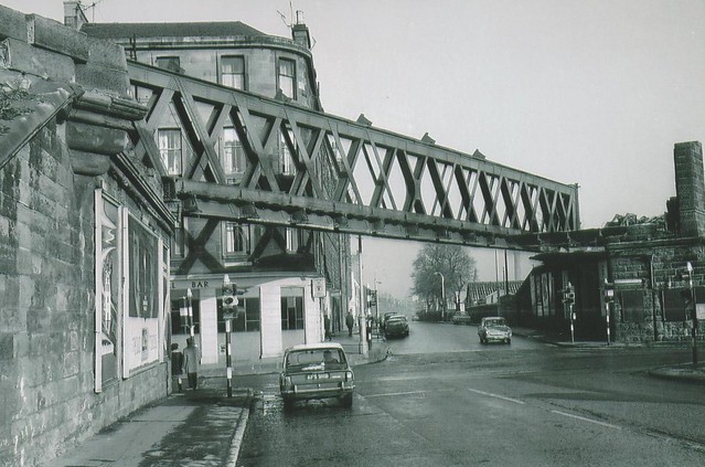 Remains of the former Caledonian Railway bridge over Bonnington Toll, February, 1968. (Copyright G. N. Turnbull).