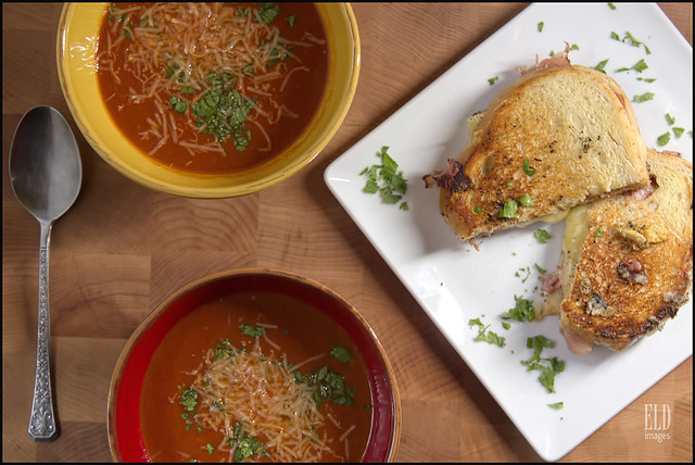Tomato Soup with Grilled Rosemary Ham & Raclette Cheese Sandwich