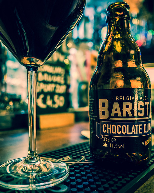 A Glass of Barista (Chocolate Quad  Beer by Kasteel - 11%) Yesterday's World - Bruges (Cross Process Effect) (Panasonic Lumix LX100-II 43rd Compact) (1 of 1)
