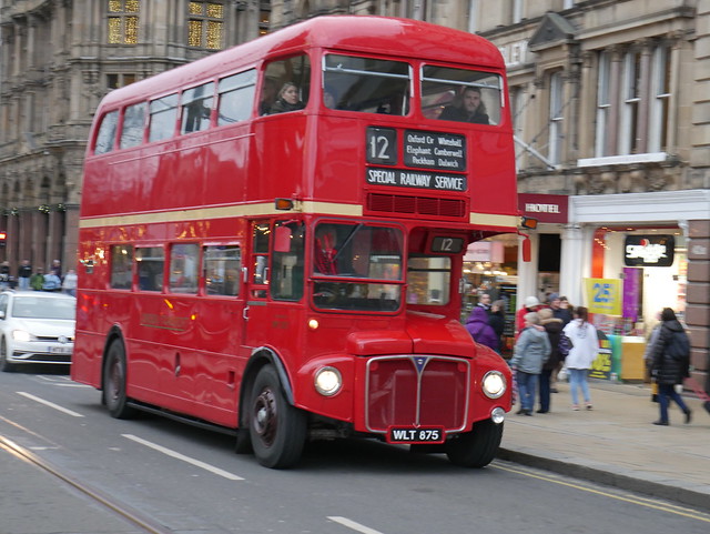 Red Bus Company of Edinburgh AEC Routemaster Park Royal WLT875 RM875 at Princes Street, Edinburgh, on 27 November 2018.