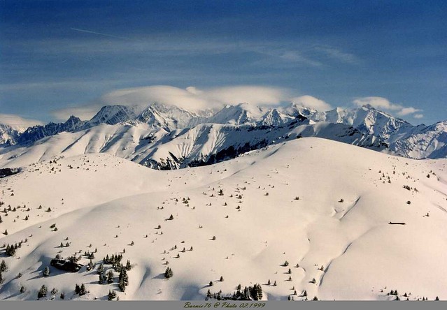 La chaine du Mont Blanc a partir du telesiège Praz-sur-Arly