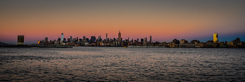 Panoramic view of Midtown Manhattan Skyline at Sunset with Empire State Building - New York City NY by mbell1975, Panoramic view of Midtown Manhattan Skyline at Sunset with Empire State Building - New York City NYj