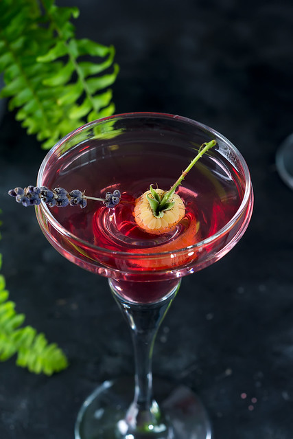 Delicious cocktails with campari, gin, vermouth, and a berries. Refreshing summer drink on stone or concrete background. Holiday aperitif for Christmas party.
