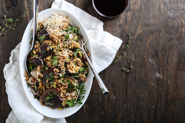 Olives for Dinner | Toasted Farro with Roasted Shiitake, Shallots and Pine Nuts