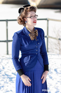 Blue suit with 1940s leopard hat | by polka.polish