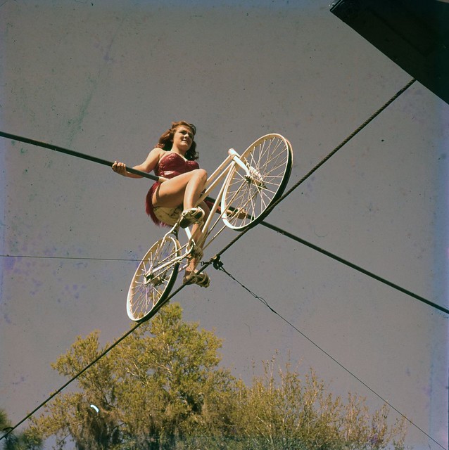 Carla Wallenda, of the Flying Wallendas daredevil circus act, shown during practice in Sarasota