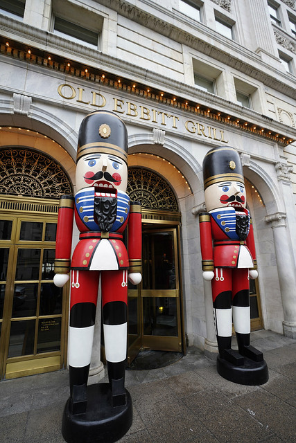 Greeters or bouncers? Nutcrackers stand guard, historic Old Ebbit Grill, Washington, DC