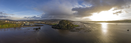 castle scotland scottish history dumbarton aerial drone clyde river glasgow beach dramatic sunrise morning