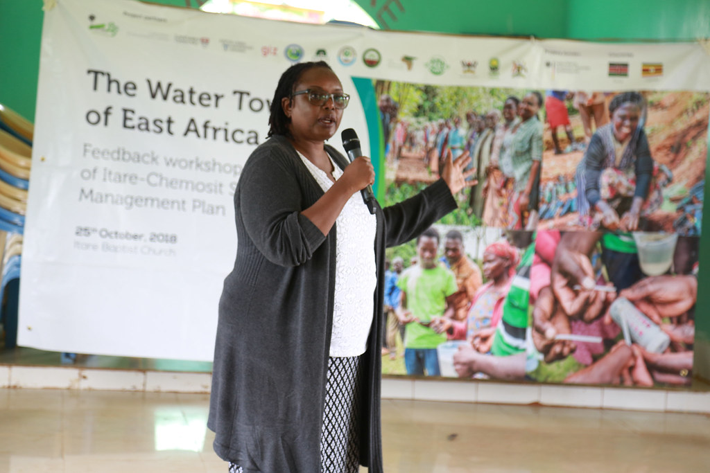 Dr. Esther Mwangi giving her speech during the launch of the Sub-Catchment Management Plan (SCMP).