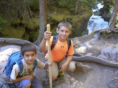 Alex and Gabriel on Avalanche Creek, Glacier NP MT
