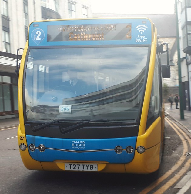 Yellow Buses 27 is on Hinton Road while on route 2 to Castlepoint via Springbourne and Royal Bournemouth Hospital. This has since transferred to D&G Bus. - T27 TYB - 25th October 2018