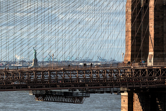 Liberty and Brooklyn Bridge New York City