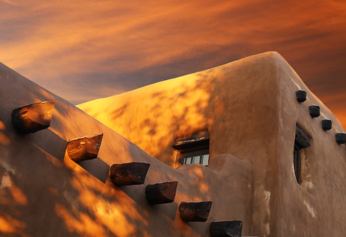 architecture art beauty bright building colorful colourful colors colours contrast dark design detail downtown edge light lines perspective pattern pretty scene shadow sky southwest study street texture tone world adobe stucco viga window sunset santafe newmexico