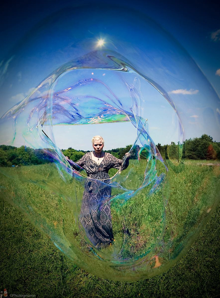 A person inside a bubble labeled 