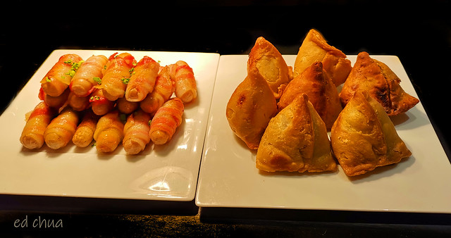Samosa, Bacon Wrapped Sausage, Brasserie on 3