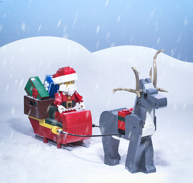 Santa & Reindeer in the Snow