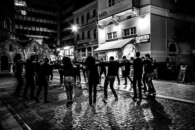 Dancing on a street, Athens, Greece