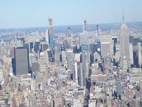 Aerial View, Midtown Manhattan, Empire State Building, One World Observatory, New York City | by lensepix