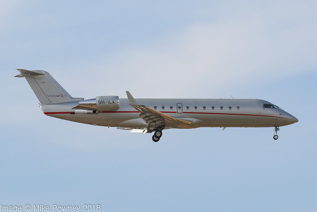 9H-ILA -  2011 build Bombardier Challenger CRJ850, on approach to Runway 06L at Palma