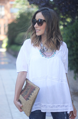 White Blouse Denim Jeans Outfits Summer Wedges Sheinside 15 | by BeSugarandSpice