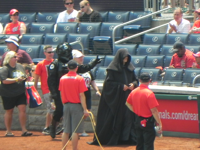 Emperor Palpatine arrives to throw out the first pitch