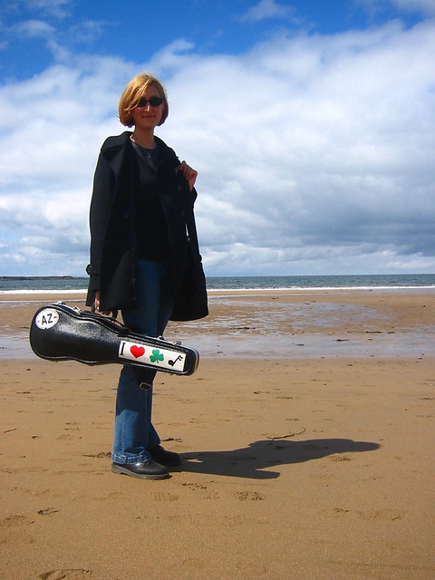 Me with my fiddle on the beach in 2004